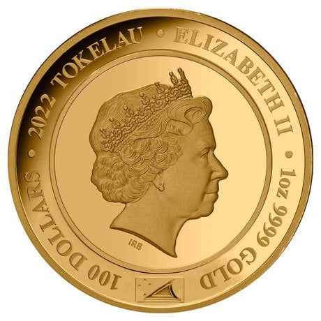 Tokelau 2022 $100 Queen Elizabeth II Accession 1oz 99.99% Gold Proof Coin