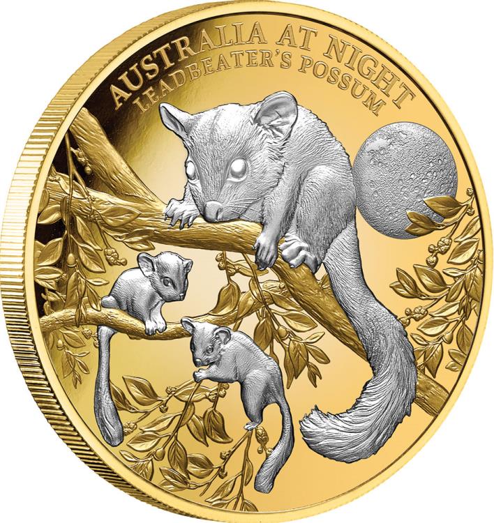 Niue 2022 $100 Australia at Night Leadbeater Possum 1oz Gold