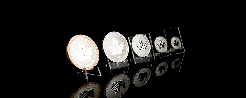 2022 Canada Silver Maple Leaf Fractional Year Set 35th Anniversary Silver Maple Leaf 5 Coins Silver Gif Set
