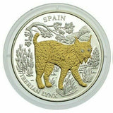 Liberia 2005 $10 Proof Spain Iberian Lynx Gold Plated Silver Diamond Eyes