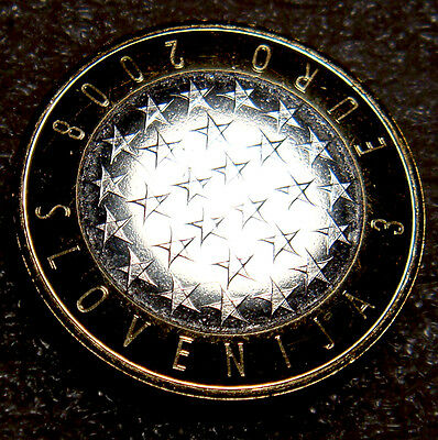 Slovenia 2008 3 Euro Bi-Metal 6 Months President of EU Uncirculated- Reverse