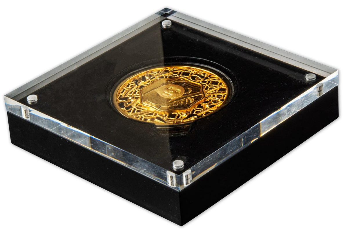 Solomon Islands 2022 $5 Panda Filigree 2oz Gold Plated Silver Proof-like Coin