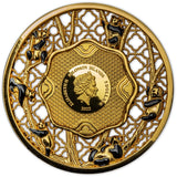 Solomon Islands 2022 $5 Panda Filigree 2oz Gold Plated Silver Proof-like Coin