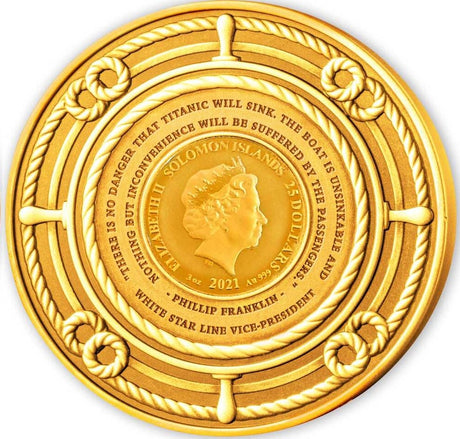 Solomon Islands 2021 $25 Remembering the RMS Titanic 35th Anniversary 3 Oz Gold Proof Coin