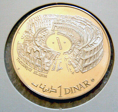 Tunisia 1969 1 Dinar Proof Colloseum / Stadium Silver Coin Reverse 