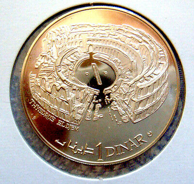 Tunisia 1969 1 Dinar Proof Colloseum / Stadium Silver Coin Reverse  Reverse of Coin