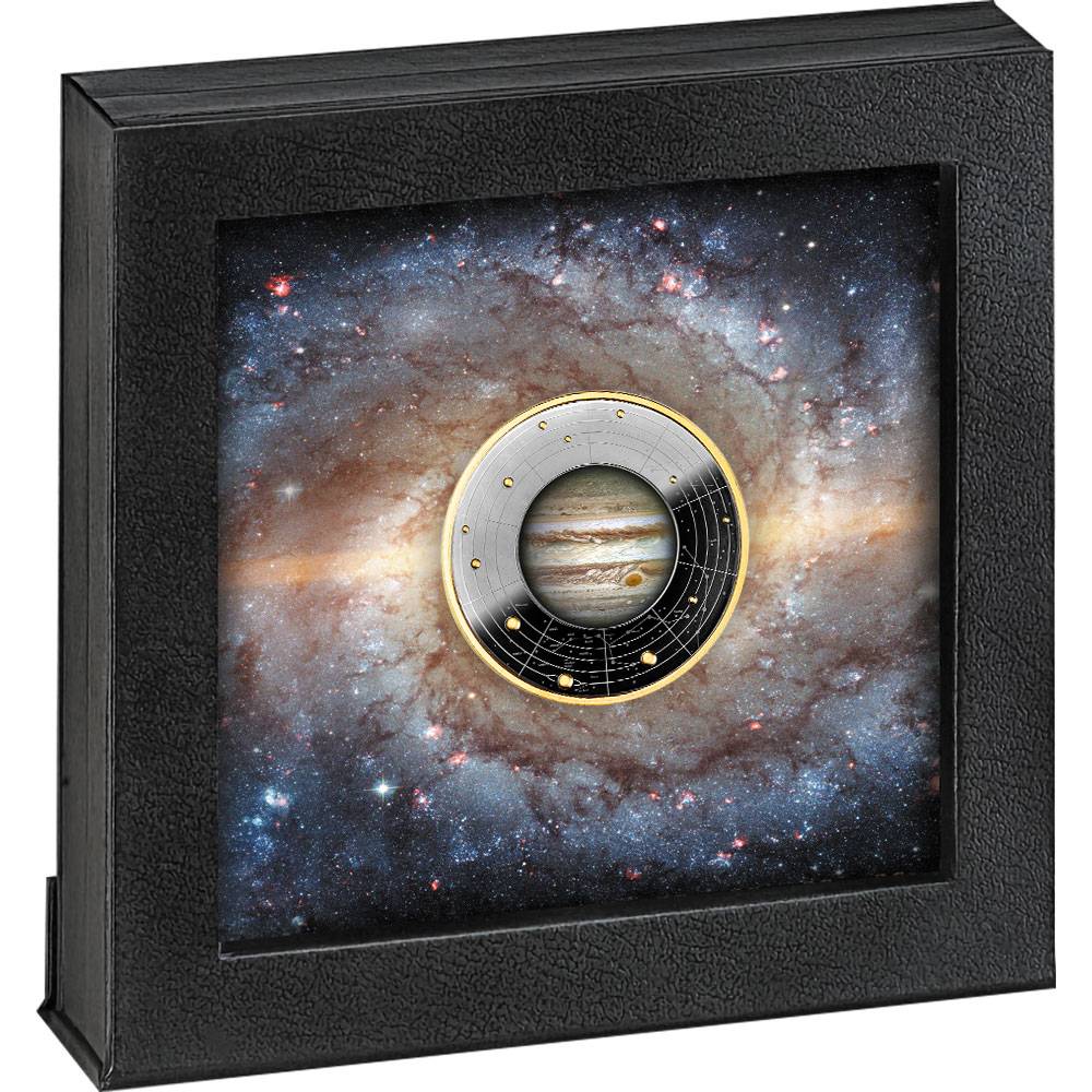 Cameroon 2021 500 Francs Silver Ruthenium Proof Coin - Solar System Series - Jupiter with Magnifying Lens Coloured