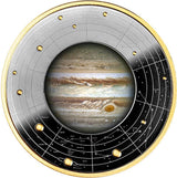 Cameroon 2021 500 Francs Silver Ruthenium Proof Coin - Solar System Series - Jupiter with Magnifying Lens Coloured