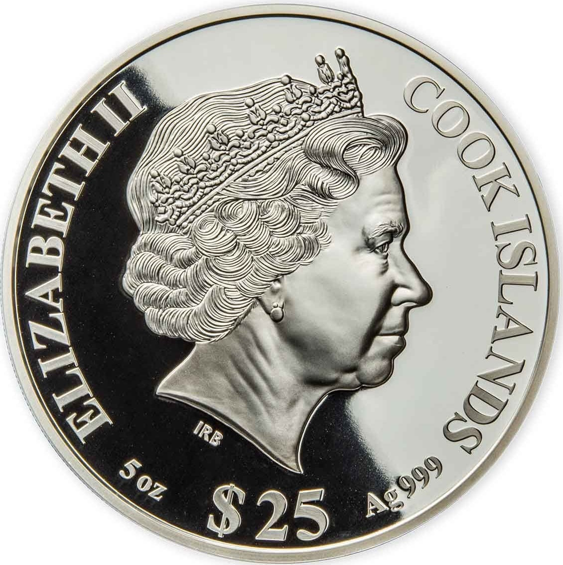 Cook Islands 2022 $25 Lunar Tiger Mother of Pearl 5oz Silver Proof Coin