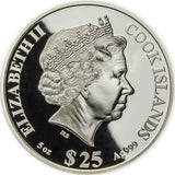 Cook Islands 2022 $25 Lunar Tiger Mother of Pearl 5oz Silver Proof Coin