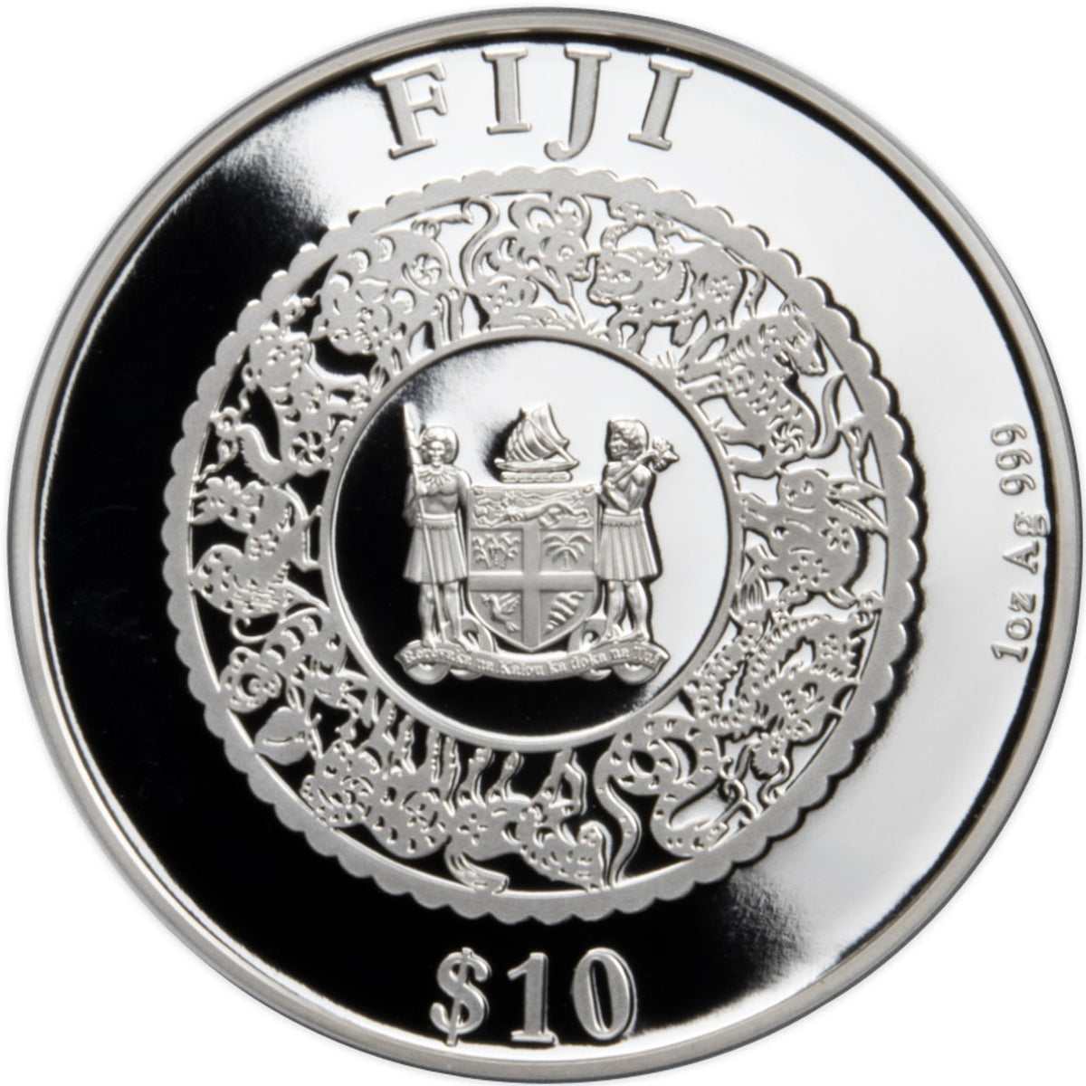 Fiji 2023 $10 Lunar Rabbit Pearl Insert Gold-plated 1oz Silver Proof Coin