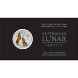 Australia 2023 25 cent Sydney Money Expo Special Year of the Rabbit 1/4oz 99.99% Silver Coloured Coin Perth Mint