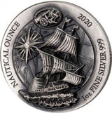 Rwanda 2020 50 RWF Antiqued Mayflower Nautical Ounce 1 Oz Silver Antique Coin