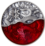 Chad 2022 10000 Francs AO QIN VERMILLION DRAGON Dragon Kings 2oz Antique Silver Coin