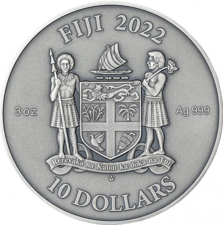 Fiji 2022 $10 Art Nouveau Mandala Art 3oz .999 Antique Silver Coin