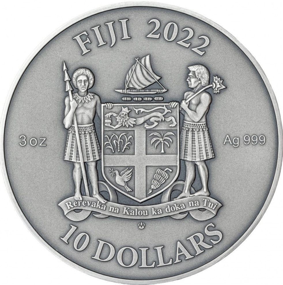 Niue 2022 $5 Butterfly 2 Oz .999 Antique Silver Coin