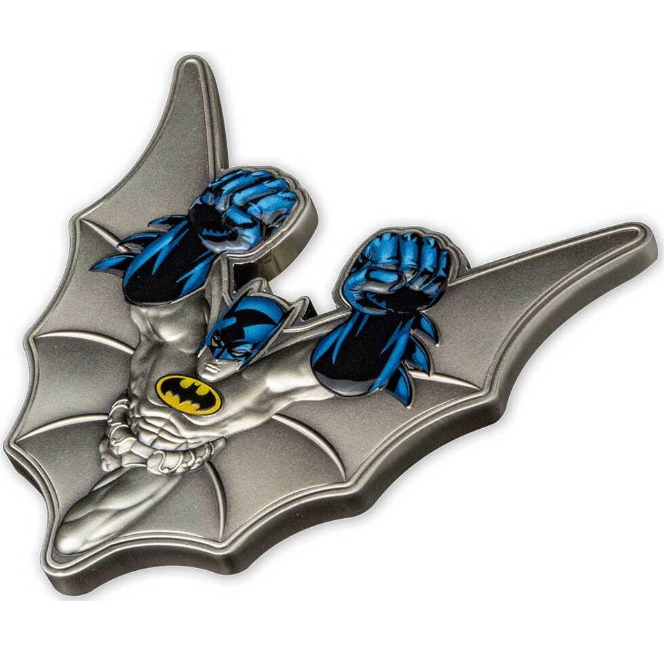 Barbados 2022 $5 Batman 5 oz Shaped Silver Antique Finish