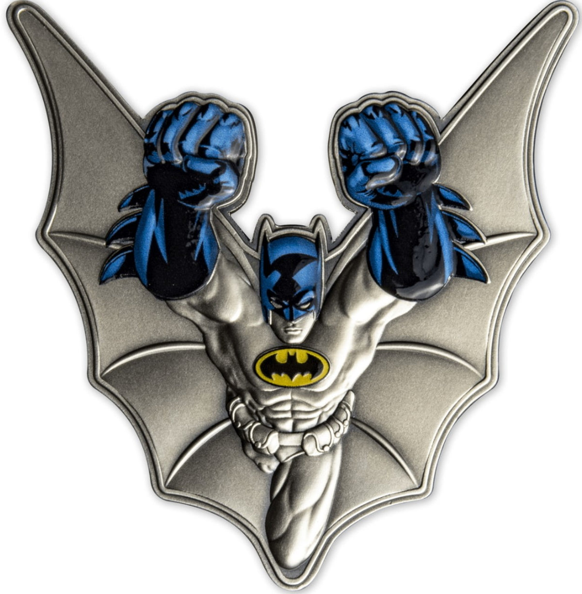 Barbados 2022 $5 Batman 5 oz Shaped Silver Antique Finish