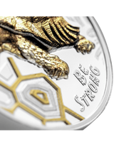 Cameroon 2022 1000 Francs Be Strong Turtle 1 Oz Silver Gold-plated