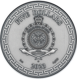 Niue 2023 $5 Chinese Dragon Art 2oz Antique Silver High Relief Coin with Jasper Stones 200 Minted