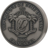 Ivory Coast 2022 5000 Francs Completer Big Five Mauquoy 5 Oz Antique .999 Silver Coin #263/999