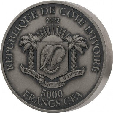 Ivory Coast 2022 5000 Francs Completer Big Five Mauquoy 5 Oz Antique .999 Silver Coin #263/999