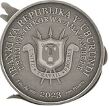 Burundi 2023 100 Francs Protecting Wildlife Series- Crocodile 5 Oz .999 Antique Silver 70mm Coin 799 Minted