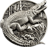 Burundi 2023 100 Francs Protecting Wildlife Series- Crocodile 5 Oz .999 Antique Silver 70mm Coin 799 Minted