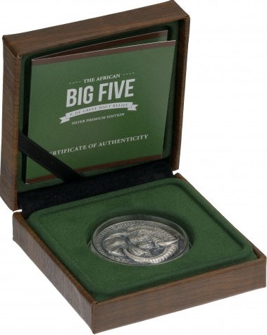 Ivory Coast 2022 1000 Francs Elephant -Big Five 1 Oz Antique Silver Coin