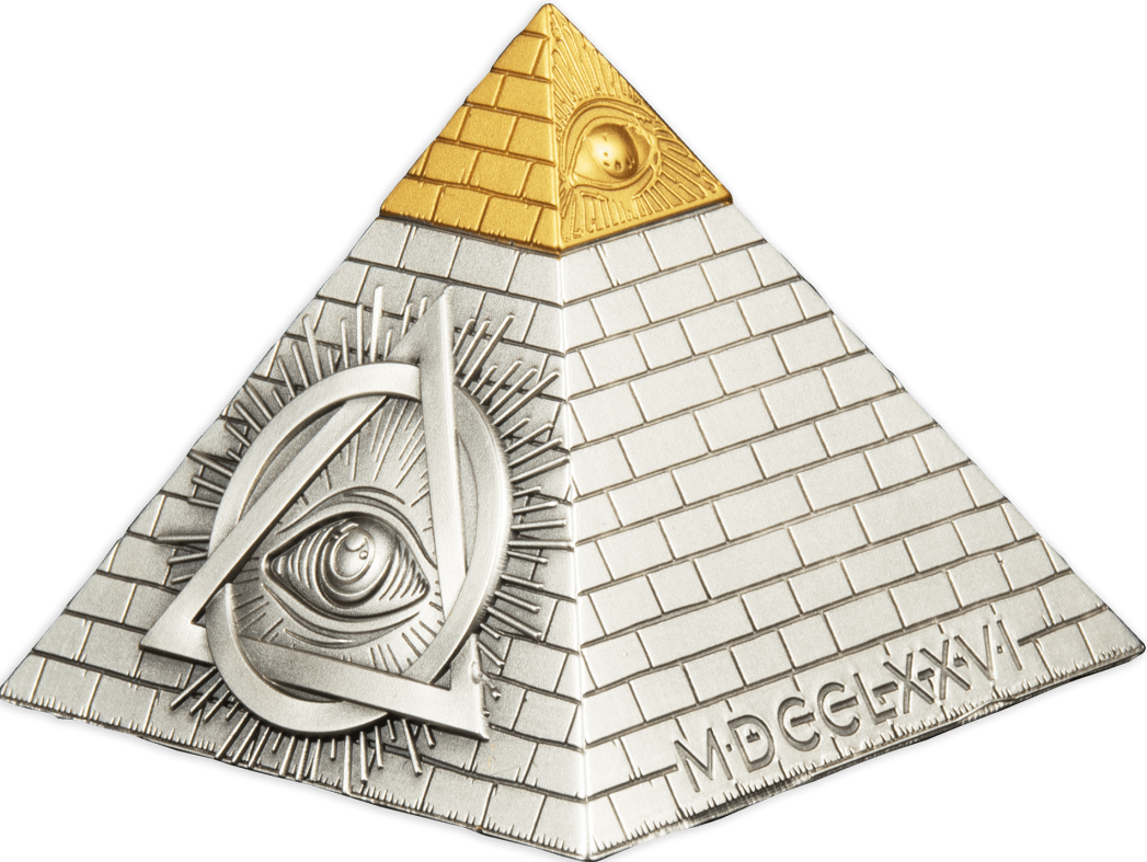 Barbados 2023 $5 Eye of Providence Pyramid 5 Oz Antique Silver Coin 750 Made