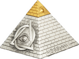 Barbados 2023 $5 Eye of Providence Pyramid 5 Oz Antique Silver Coin 750 Made
