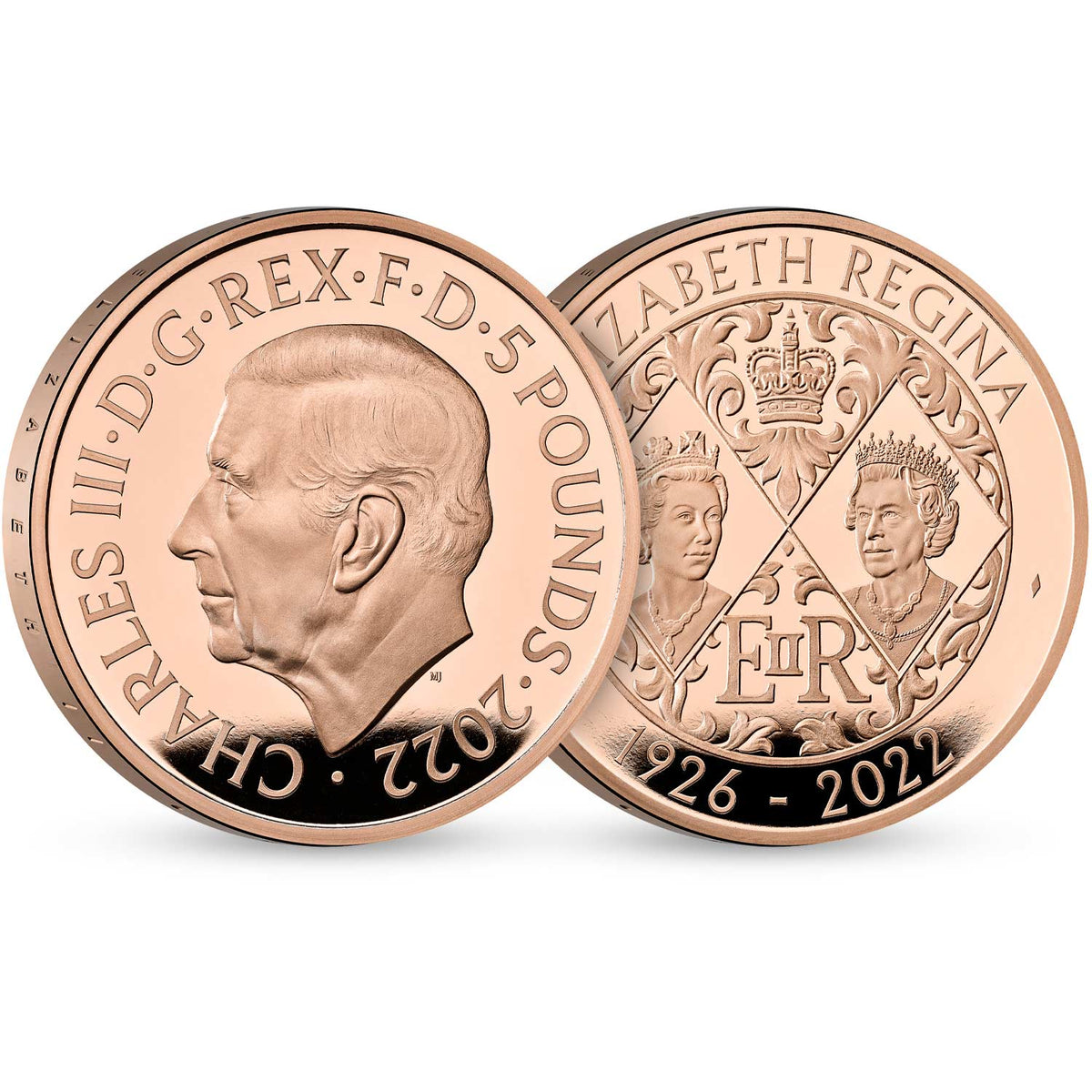 United Kingdom 2022 £5 King Charles III Queen Elizabeth II Tribute Gold Proof Coin