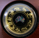 Australia 2022 $200 Great Southern Land 2oz Gold Proof Opal Coin. Opal in different lightng.