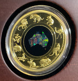 Australia 2022 $200 Great Southern Land 2oz Gold Proof Opal Coin. Agled view of reverse.