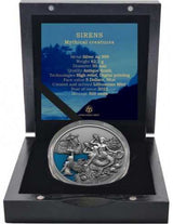 Niue 2022 $5 Island of Sirens Mythical Creatures 2 Oz Coloured Antiqued Silver Coin