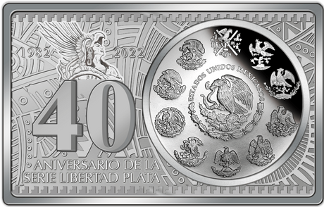 Mexico 2022 Mexican Libertad 40th Anniversary 3oz .999 Silver Coin Set BU and Reverse Proof
