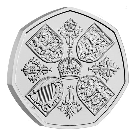 United Kingdom 2022 50p King Charles III /Queen Elizabeth II Tribute Brilliant Uncirculated Coin
