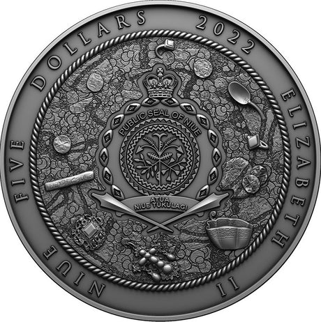 Niue 2022 $5 Nuestra Senora de Atocha 2 oz Silver Coin with Sunken Treasure Inlay- 200 made