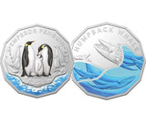 Australian Antarctic Territory Series 2023 50c CuNi Coloured Uncirculated Coin - Emperor Penguin and Humpback Whale