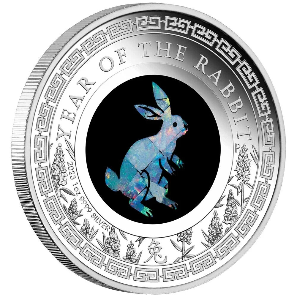Australia 2023 $1 Opal Series Lunar Year of the Rabbit 1oz Silver Proof Coin Perth Mint