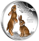 Australian Lunar Series III 2023 $1 Year of the Rabbit 1oz .999 Silver Proof Coloured Coin Perth Mint