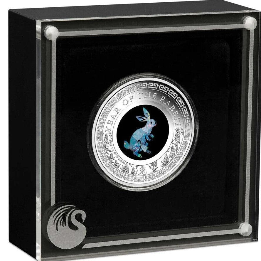 Australia 2023 $1 Opal Series Lunar Year of the Rabbit 1oz Silver Proof Coin Perth Mint