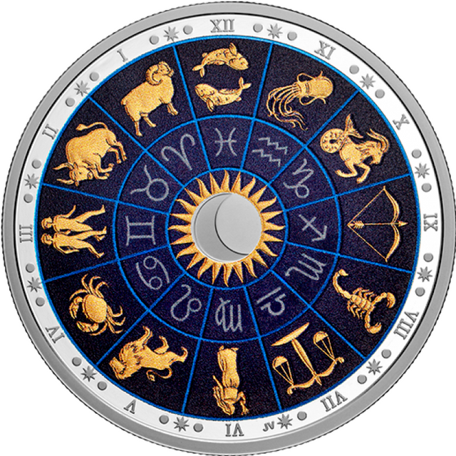 2022 Canada $30 Signs of the Zodiac Colourized Glow in the Dark 2oz 99.99% Silver Coin Black Light Torch included Reverse