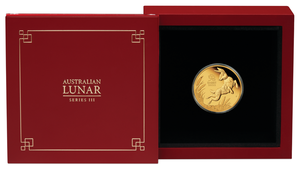 Australian Lunar Series III 2023 $25 Year of the Rabbit 1/4oz Gold Proof Coin Perth Mint