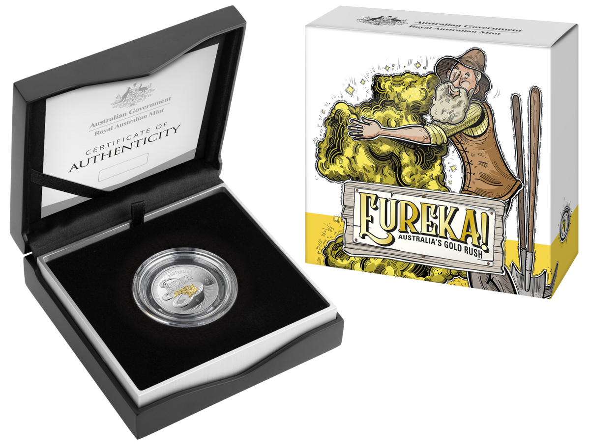 2020 $1 Eureka! Australia's Gold Rush  C  Mint Mark Selectively Gold Plated Silver Proof