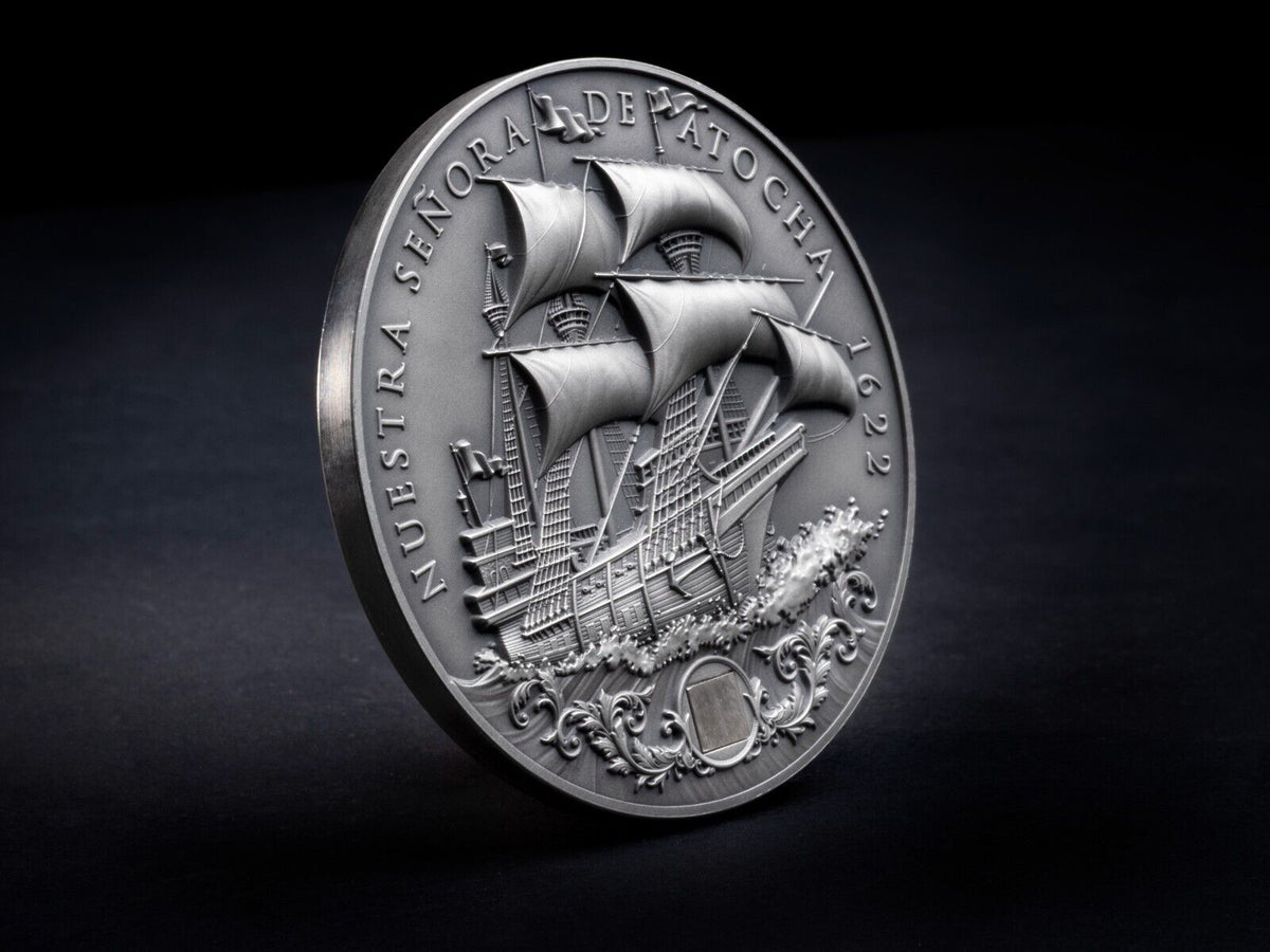 Niue 2022 $5 Nuestra Senora de Atocha 2 oz Silver Coin with Sunken Treasure Inlay- 200 made