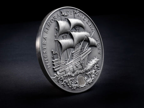 Niue 2022 $5 Nuestra Senora de Atocha 2 oz Silver Coin with Sunken Treasure Inlay- 200 made