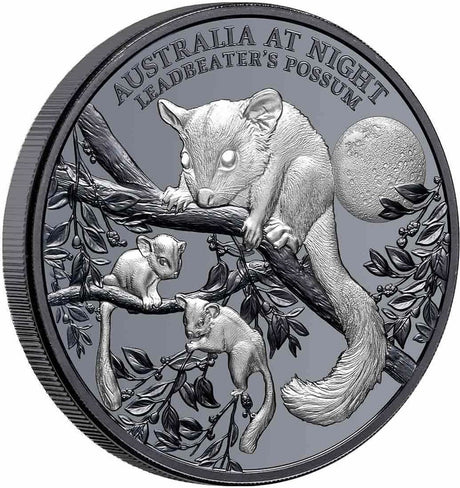 # 880 CERTIFICATE Niue 2022 $1 Australia at Night Leadbeater Possum 1oz Silver Black