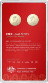 Australia 2023 $1 Lunar Year of the Rabbit Al/Br Uncirculated Two-Coin Set