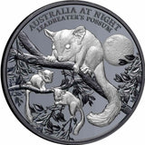 Niue 2022 $1 Australia at Night Leadbeater Possum 1oz Silver Black